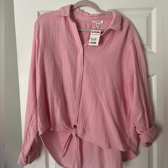 Beach Lunch Lounge Collection Pink Button Down Shirt Size XL NWT - Picture 1 of 3